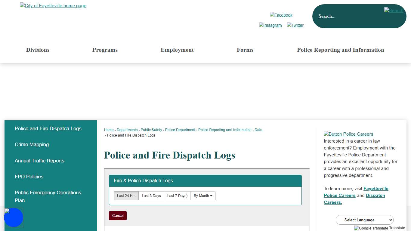Police and Fire Dispatch Logs | Fayetteville, AR - Official Website