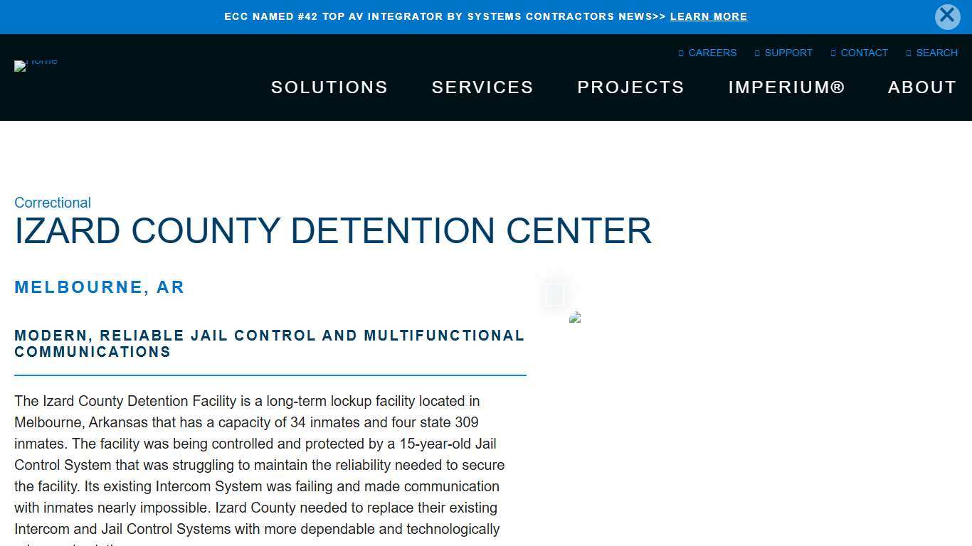 Izard County Detention Center | ECC - Technology Systems Integrator - Audio Visual, Communication, Electronic Security, Fire Safety, and Healthcare